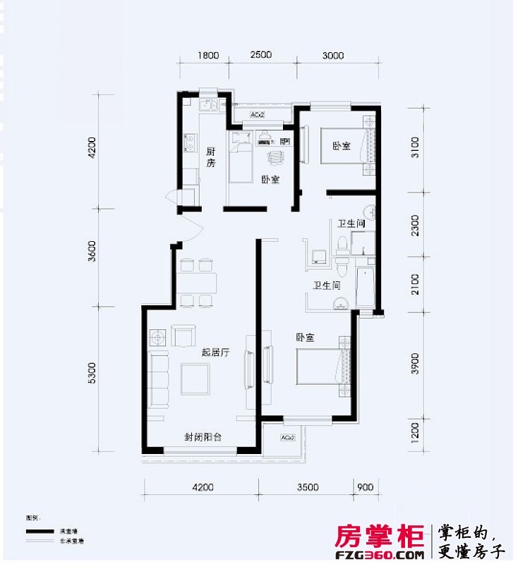 北京苏活户型图d1户型 3室2厅2卫1厨